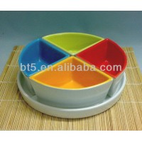 Set 4 Colored Ceramic Snack Tray, Snack Serving Tray Set