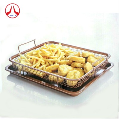 2 Piece Crispy Tray Copper Fry Basket/Frying basket /Baking tray