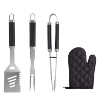 4Pcs Amazon Hot Sale Outdoor BBQ Cooking Tool Barbecue Grill Tool Set With Apron